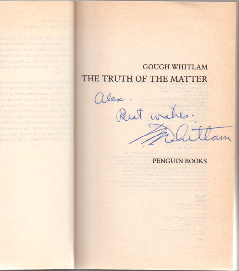 The Truth of the Matter - Gough Whitlam - Signed - Paperback